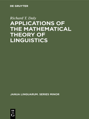 cover image of Applications of the Mathematical Theory of Linguistics